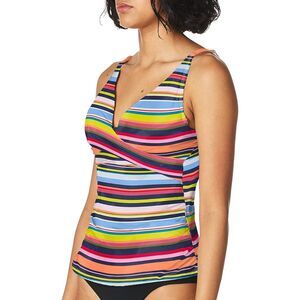 NEW NWT Colorful Stripes Plus Sz 2X (20-22) Built In Underwire Bra Tankini Top